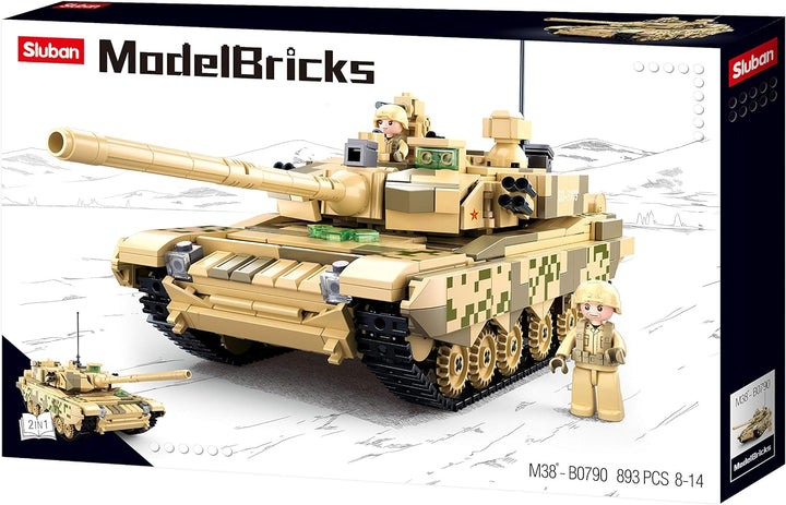 Sluban- Modell Bricks-99A Handbattle Tank 2 in 1 893 Stück, M38-B0790, Mehrfarbig