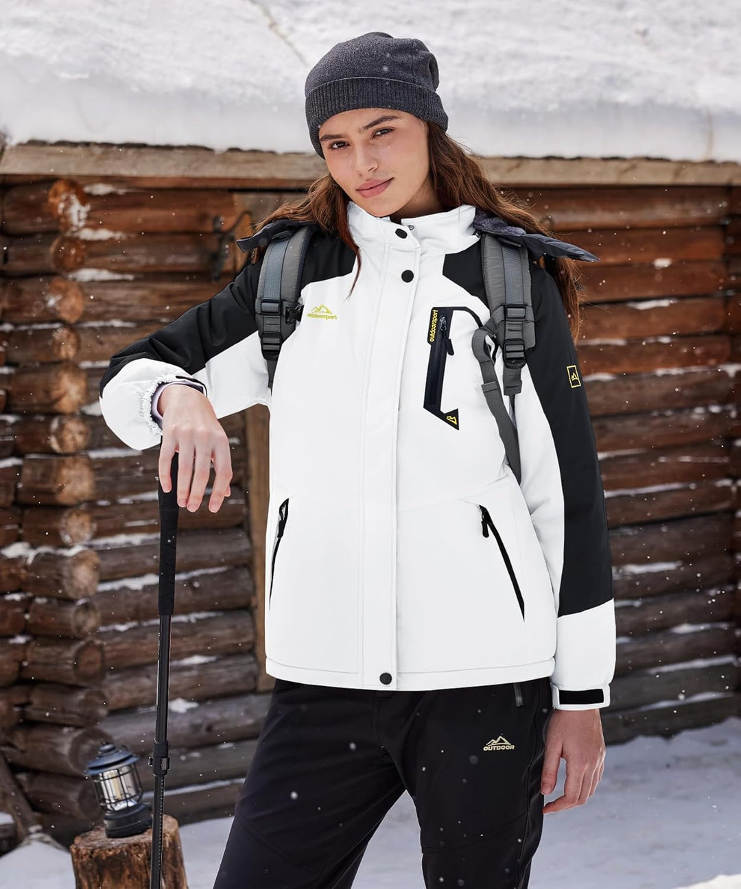 TACVASEN Damen Übergangsjacke Warm Winterjacke Gefüttert Wanderjacke Ski Jacket mit Wasserdichtem Re