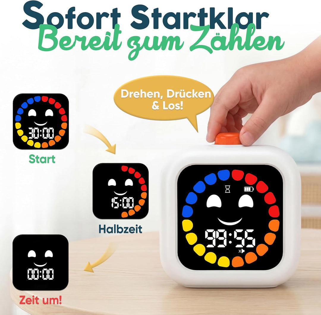 Digitaler Visueller Timer für Kinder - Wiederaufladbar, Geräuschlos 99-Minuten-Kinder-Timer für Schu