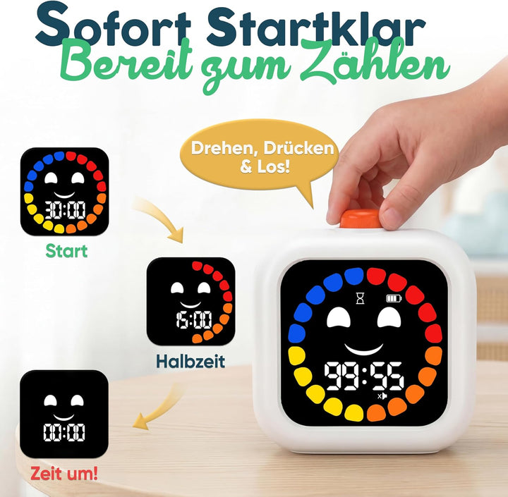 Digitaler Visueller Timer für Kinder - Wiederaufladbar, Geräuschlos 99-Minuten-Kinder-Timer für Schu