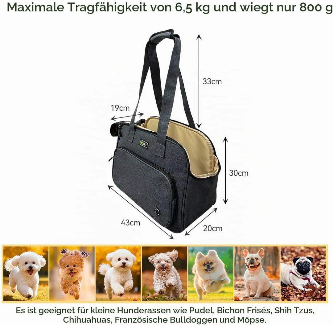Hundetasche für Kleine Hunde und Katzen, Leichte &amp; Atmungsaktive Haustiertasche aus Oxford-Stoff mit
