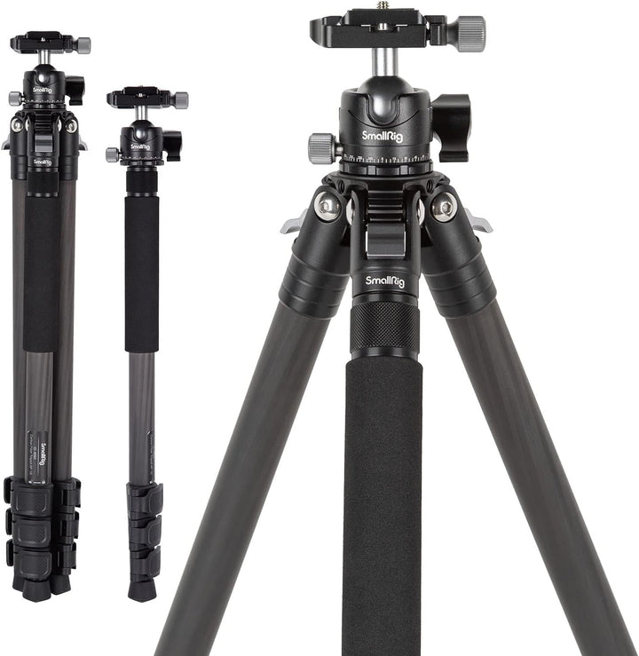 SMALLRIG Leichtes, kompaktes Kohlefaser-Stativ mit abnehmbarem Einbeinstativ, 360°-Kugelkopf mit Sch