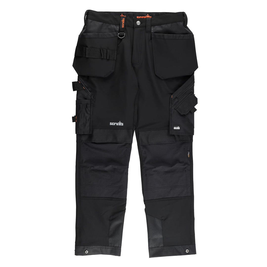 Scruffs Arbeitshose mit Holstertaschen „Pro Flex Plus“ Schwarz 30W Kurz, Schwarz 30W Kurz