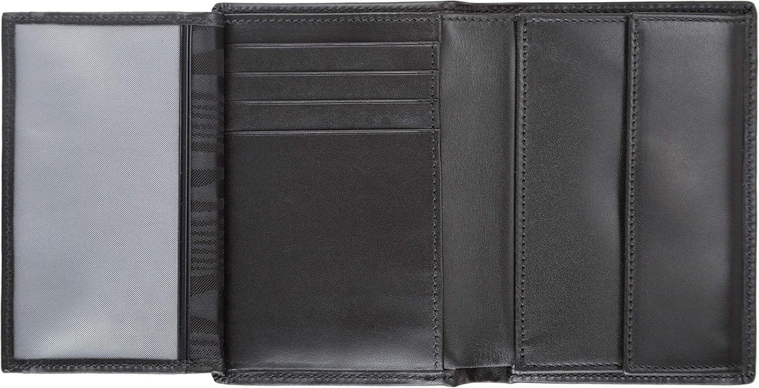 Sebastian Sturm Geldbörse Paul | Echtes Holz und Leder in Schwarz | Portemonnaie Brieftasche Geldbeu