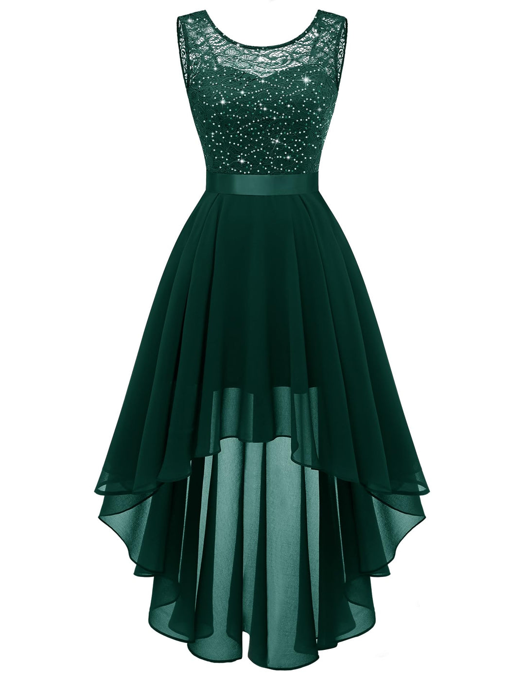 Berylove Damen Vokuhila Cocktailkleid Abendkleider Elegant für Hochzeit Festliche Kleider Ärmellos B