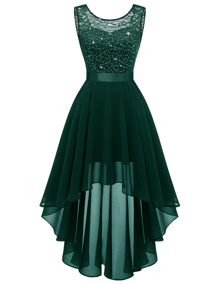 Berylove Damen Vokuhila Cocktailkleid Abendkleider Elegant für Hochzeit Festliche Kleider Ärmellos B