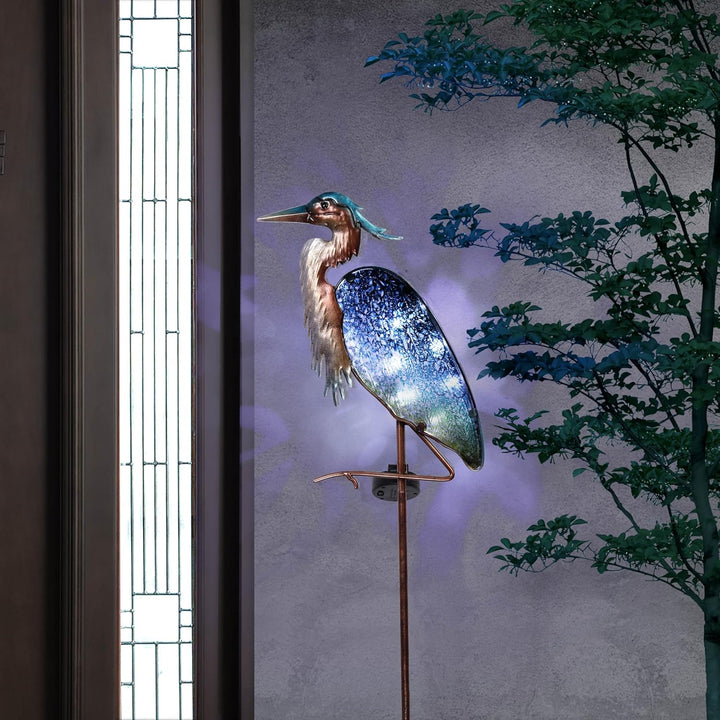 TERESA'S COLLECTIONS Solarlampen für Aussen,Gartendeko für Draussen Wetterfest,99cm Graureiher Solar