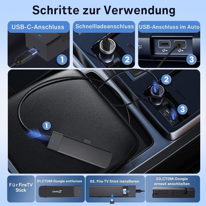 Carlinkit FireDrive Link Pro HDMI Car TV Converter für Fire TV Stick Streaming, Drahtloser Apple Car