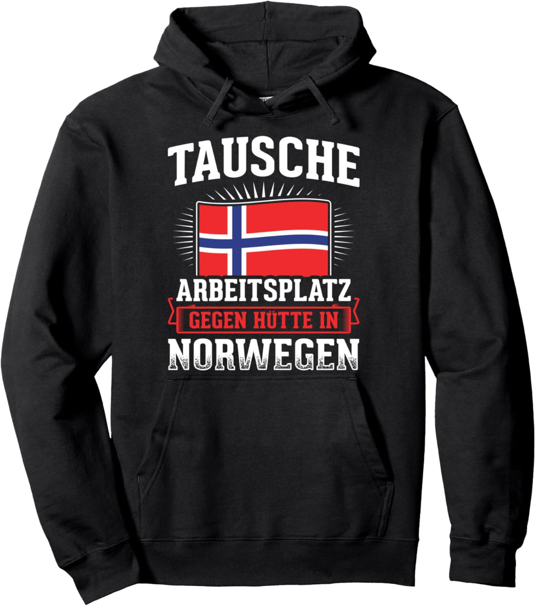 Arbeitsplatz Gegen Hütte In Norwegen Skandinavien Norwegen Pullover Hoodie