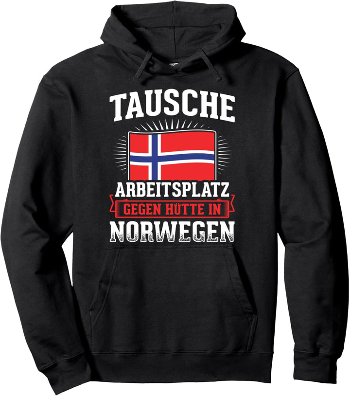 Arbeitsplatz Gegen Hütte In Norwegen Skandinavien Norwegen Pullover Hoodie