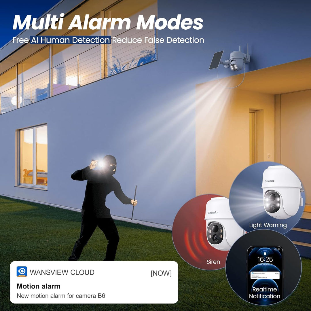 Cinnado Überwachungskamera Aussen Akku Solar - 2K Kamera Überwachung Aussen WLAN Outdoor kabellos So