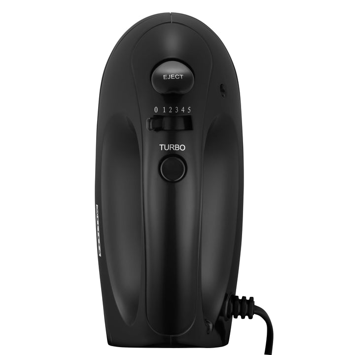 Melissa 16200085 Handmixer, 300 Watt, Schneebesen und Knethaken verchromt,schwarz