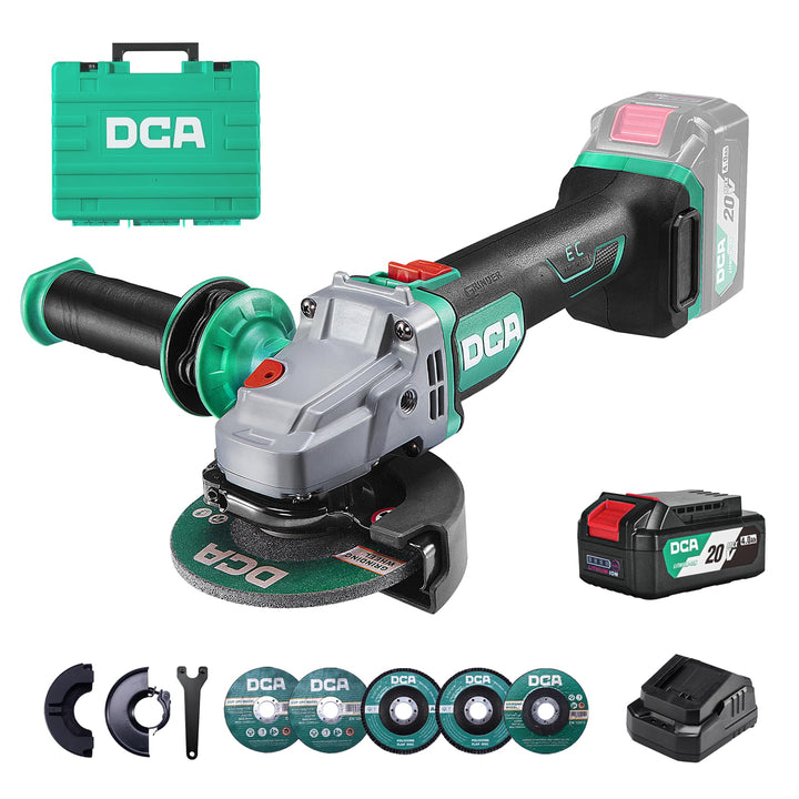 Akku-Winkelschleifer 125mm 20V, DCA 630W Bürstenloser Motor Akku Flex Trennschleifer, Anti-Vibration