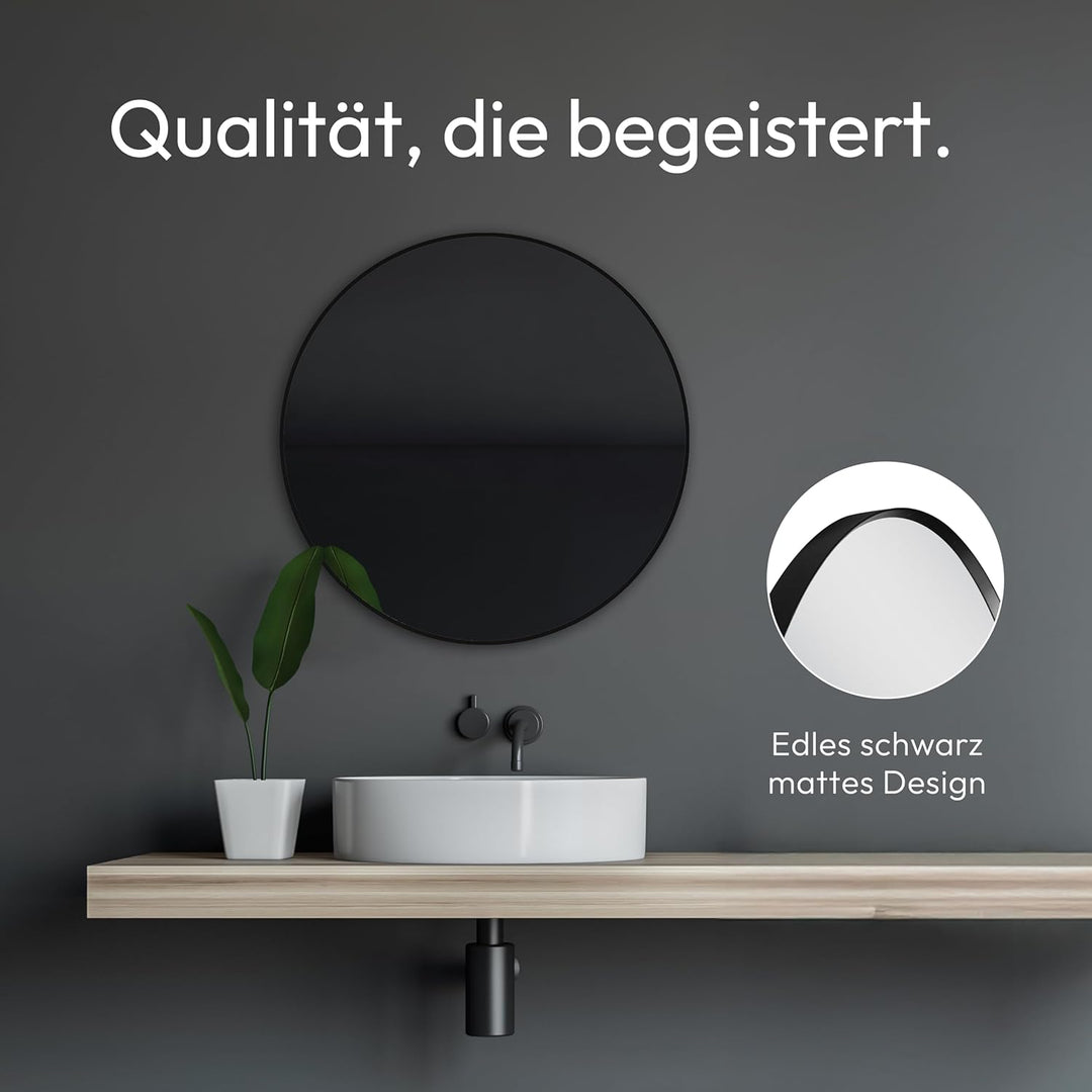 Talos Spiegel rund Black Circle - Spiegel schwarz mit Ø 60 cm - Wandspiegel mit hochwertigen Alumini