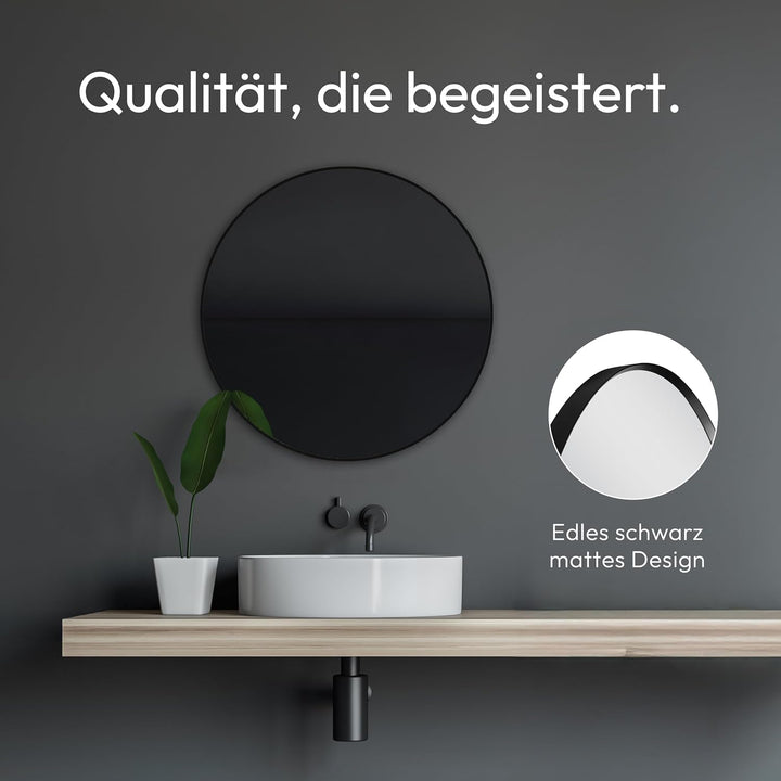 Talos Spiegel rund Black Circle - Spiegel schwarz mit Ø 60 cm - Wandspiegel mit hochwertigen Alumini
