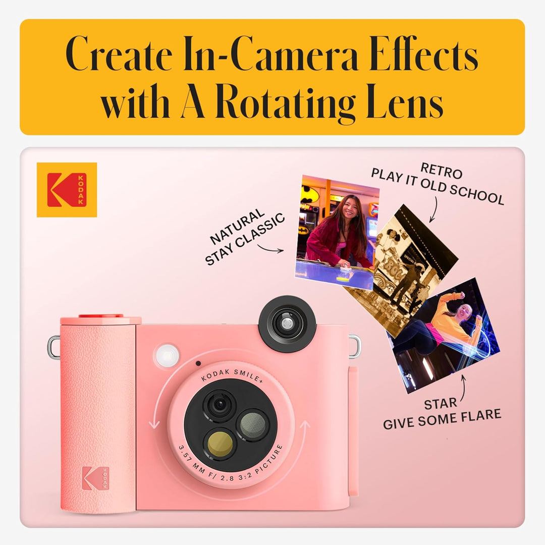 KODAK Smile+ 2-in-1 Digitale Sofortbildkamera & Fotodrucker Geschenkpaket + Tasche + Zink 20 Blatt +
