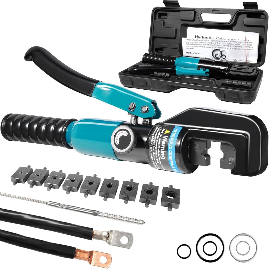 Hydraulische Crimpzange 4-70mm²,9 Crimpformen für Kupfer- &amp; Alu-Kabelschuhe | Einfach zu Bedienen, E