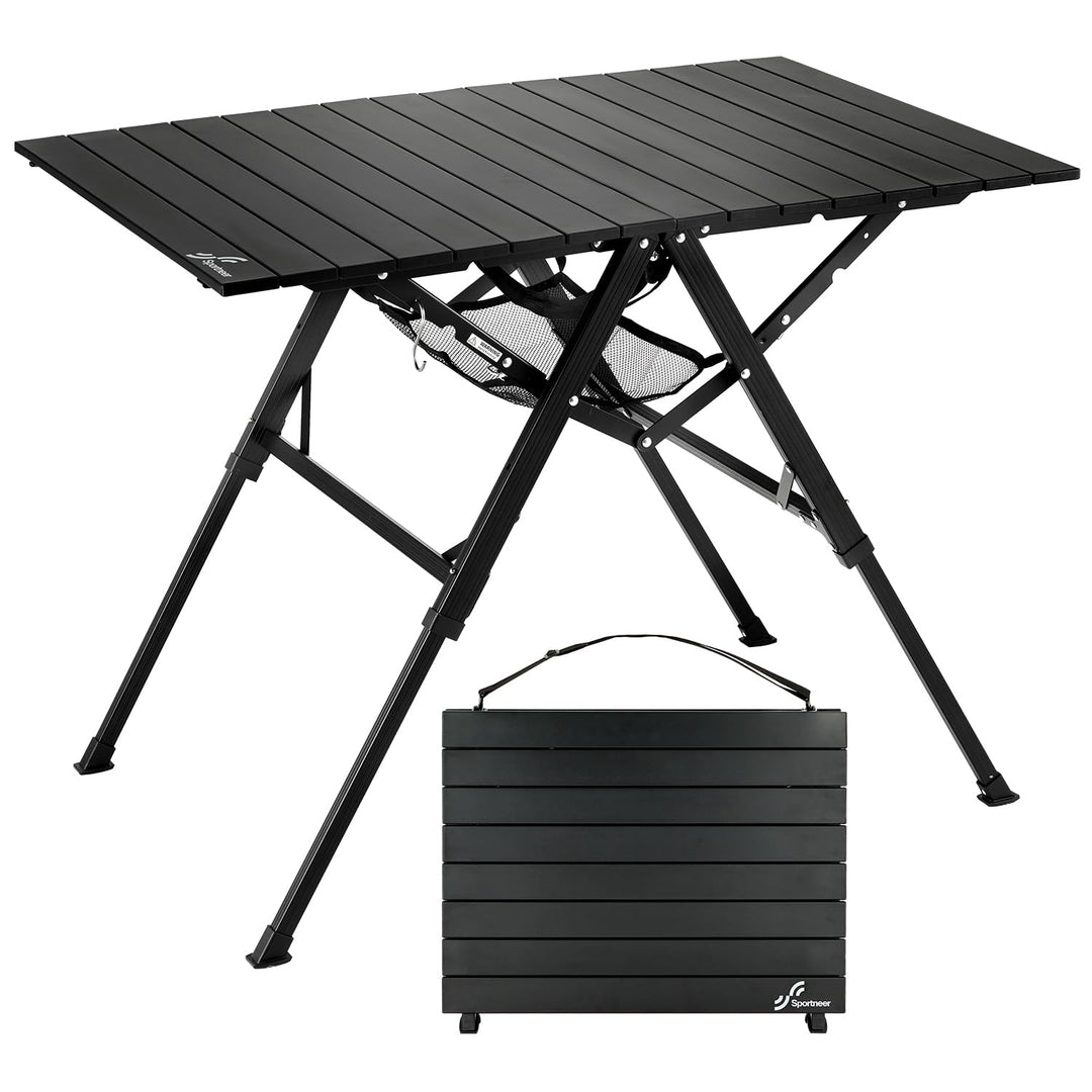 Sportneer Campingtisch Klappbar– Aluminium Rolltop Tisch mit 3-Fach höhenverstellbaren Verriegelungs