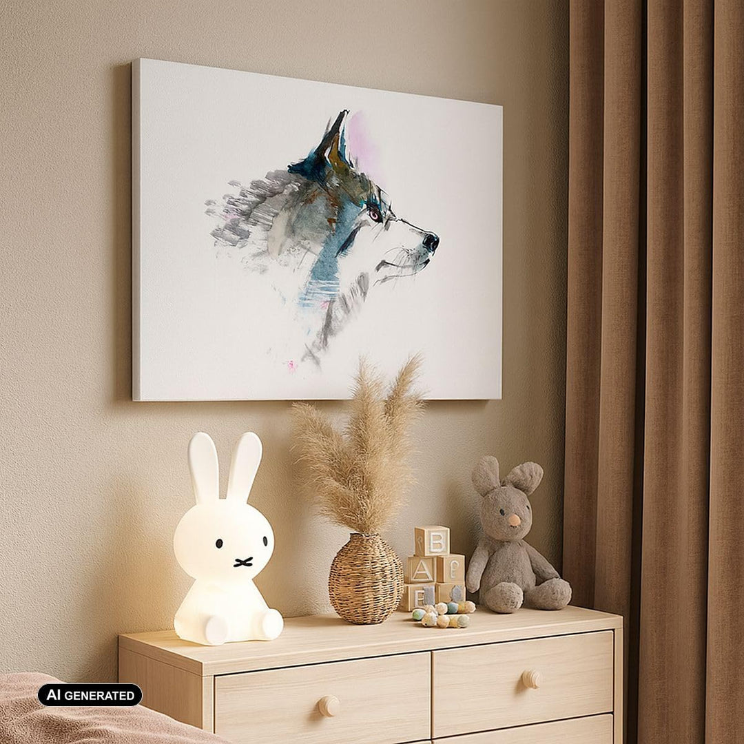Bilder auf Leinwand 100x70cm Leinwandbild Hund Illustration Fantasie Gross Wanddeko Bild Schlafzimme
