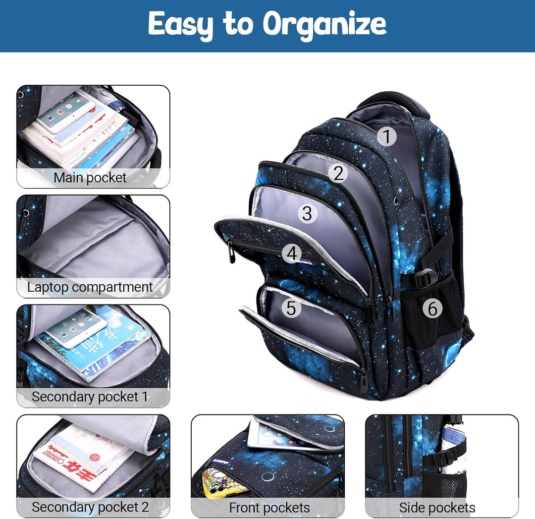 Amythe Schulrucksack Trolley für Jungen Teenager Rucksack mit Rollen 3-teilig mit Lunchtasche Federm