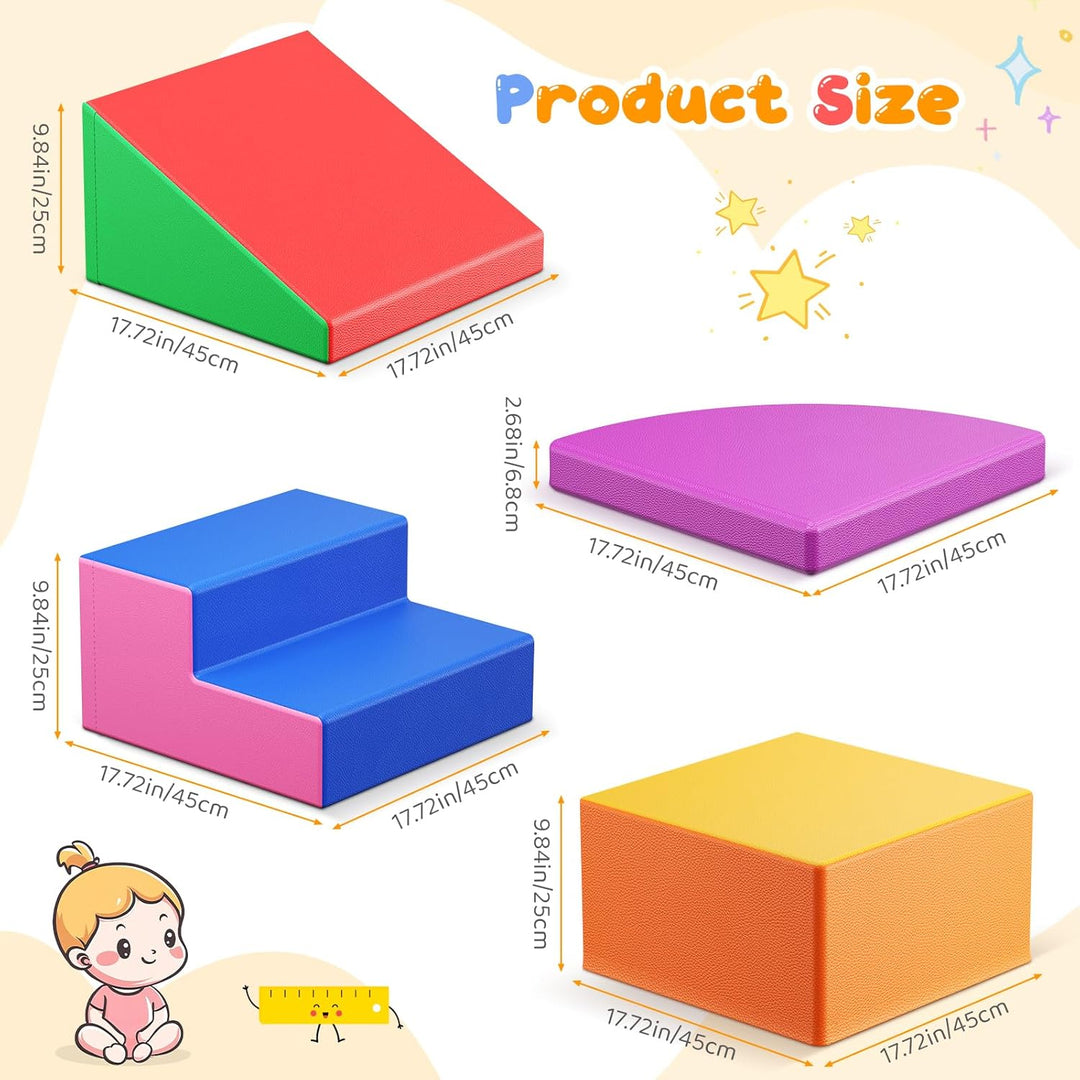 Baby-Schaumstoffbausteine, Softplay-Set für Kleinkinder von 1–3 Jahren, Baby-Kletterturm mit Rutsche