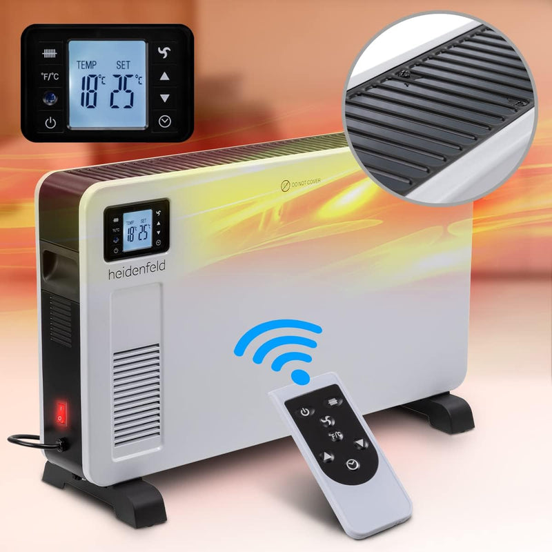 Heidenfeld Elektro Konvektorheizung EK100 | 2300 Watt - Fernbedienung - Timer - LCD-Display - Heizkö