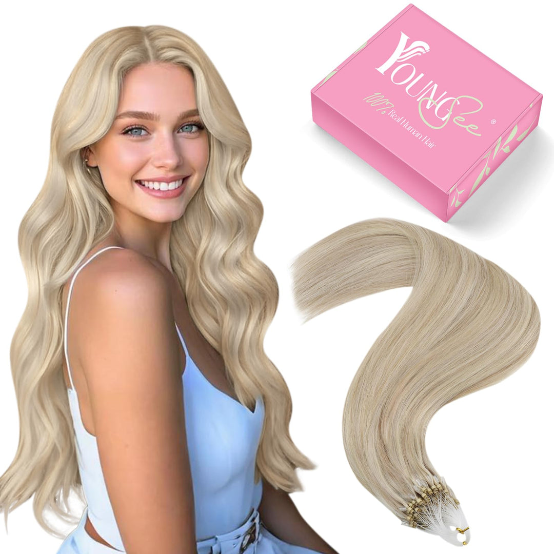 YoungSee Microring Extensions Blond Microring Extensions Echthaar 1g Blond Micro Loop Hair Extension