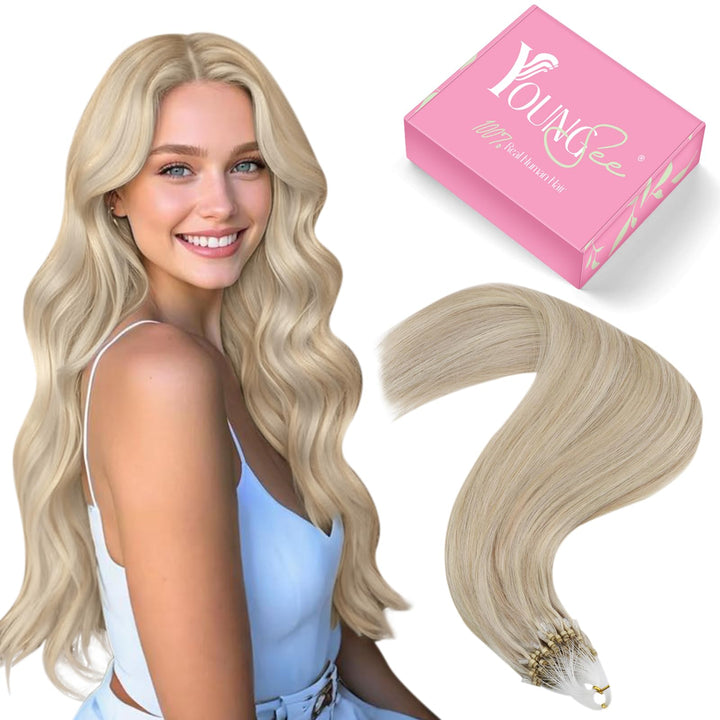 YoungSee Microring Extensions Blond Microring Extensions Echthaar 1g Blond Micro Loop Hair Extension