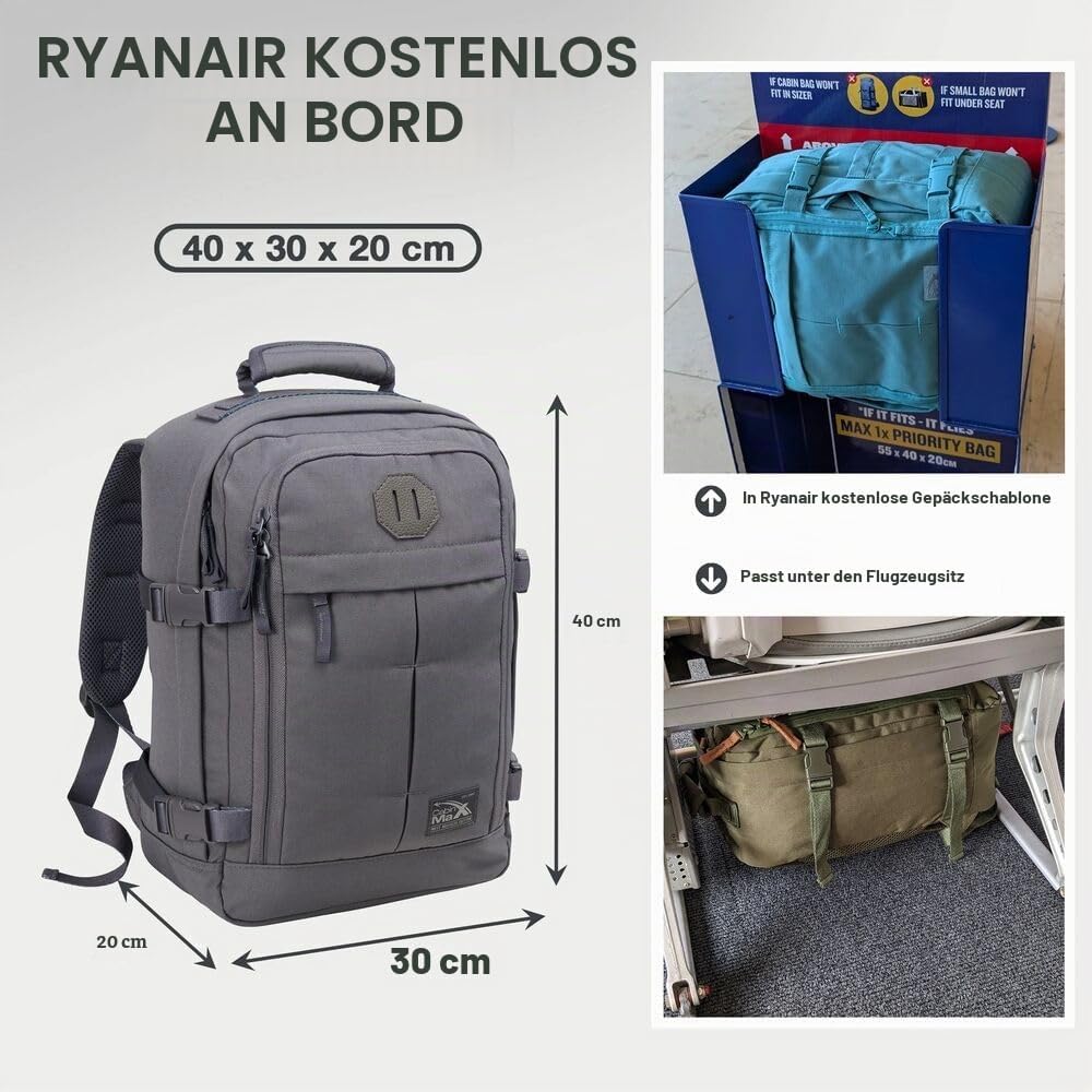 Cabin Max Metz 24L Handgepäck 40x30x20, Cabin Bag, Rucksack, Carry On, Fliegt Frei mit Ryanair, Wizz