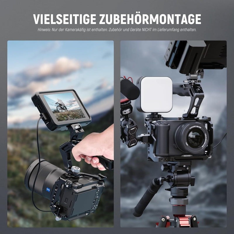 NEEWER ZV-E1 Kamera Käfig Set mit Arri Top Handle, HDMI Kabelklemmen, NATO Schiene, Arca Typ Basis,