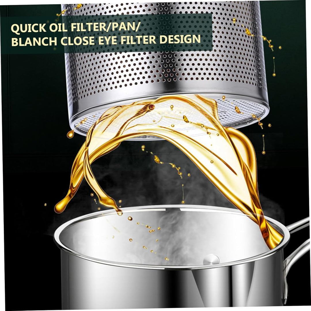 Mini Fryer Frittyer, Edelstahl Fritteuchsen Topf mit Anti Scenen Griff, Fritteuchsenpfanne mit Korb,