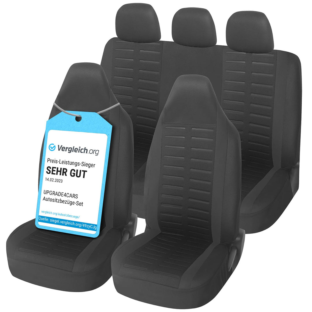 Upgrade4cars Autositzbezüge Set für Pilotensitze | Autositzbezug Komplettset in Schwarz | Autoschonb