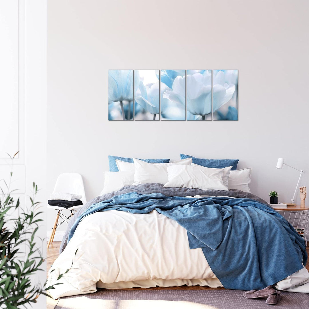 Runa Art Bild Blumen Tulpen Wandbilder auf Vlies Leinwand 5 Teilig Wanddekoration Wohnzimmer Schlafz