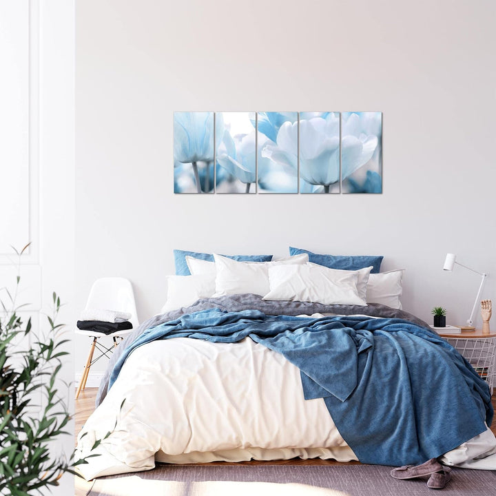 Runa Art Bild Blumen Tulpen Wandbilder auf Vlies Leinwand 5 Teilig Wanddekoration Wohnzimmer Schlafz