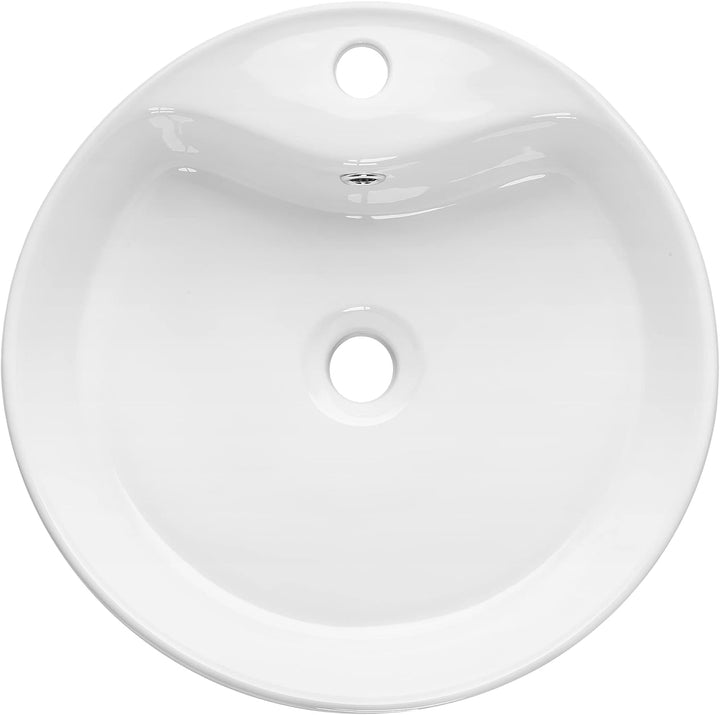 VBChome Waschbecken 41 cm Keramik Weiss Oval Pop-up ventil Click-Clack Waschtisch Handwaschbecken Au
