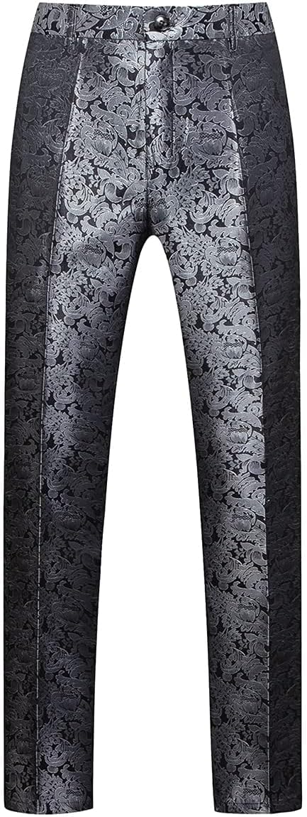 KUDORO Herren Anzüge 3-Teilig Slim Fit Paisley für Hochzeit Party Eine Knöpfe Jacquard Smoking Herre
