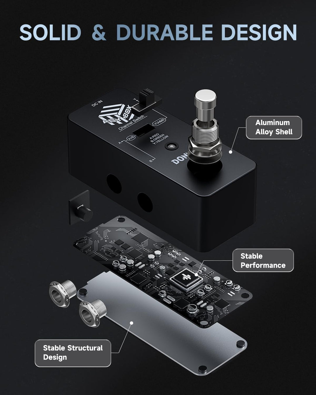 Donner ABY Box Line Selector AB Schalter Mini-Gitarren-Effektpedal True Bypass Schwarz：ABY pedal, Sc