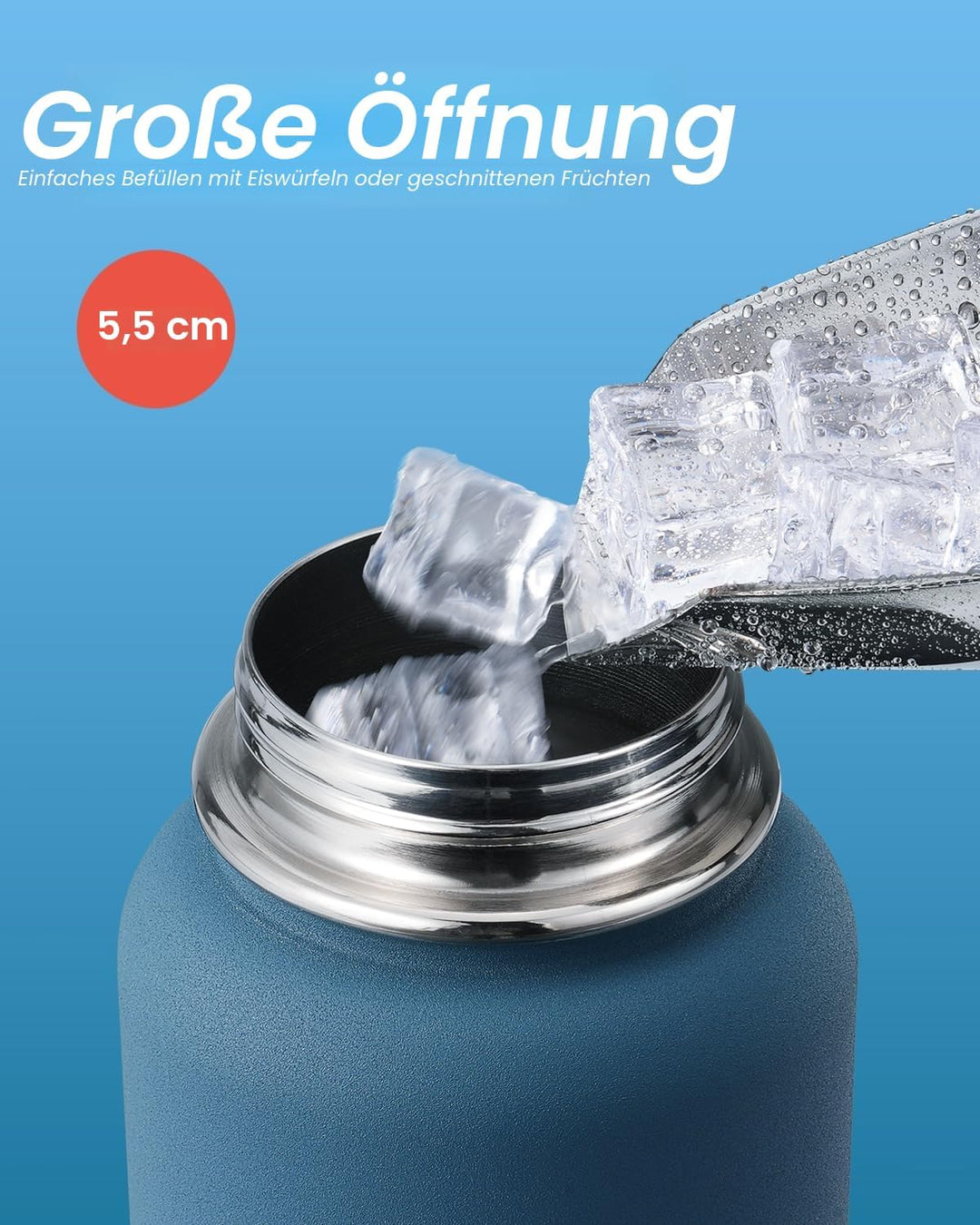 Coolflask Isolierte Wasserflasche 1L, Edelstahl Isolierte Wasserflasche mit Strohhalm & 3 Deckeln, D