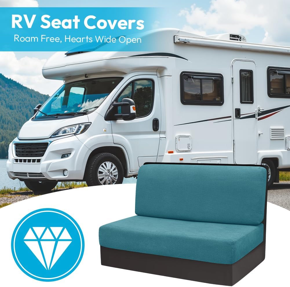 2 Stück Camper Kissenbezüge, 1 Set Spannbezüge Couch, RV-Sitzbezüge, Wohnwagen Polster, Sofa-Sitzkis