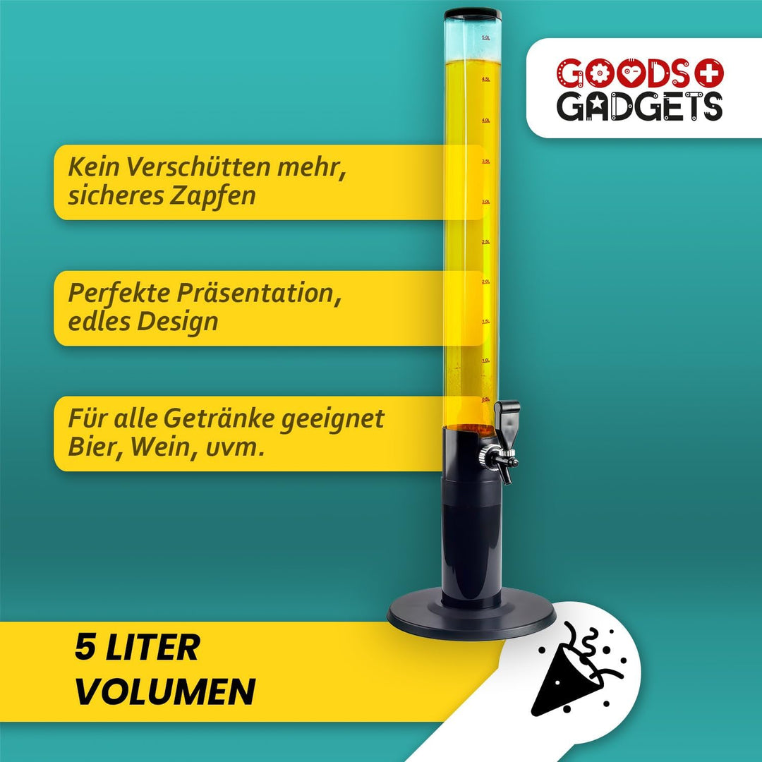 Bierzapfanlage & Biersäule 5L – Premium Getränkespender & Bierturm für Partys – Getränkesäule, Zapfs