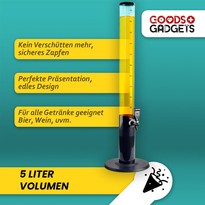 Bierzapfanlage & Biersäule 5L – Premium Getränkespender & Bierturm für Partys – Getränkesäule, Zapfs