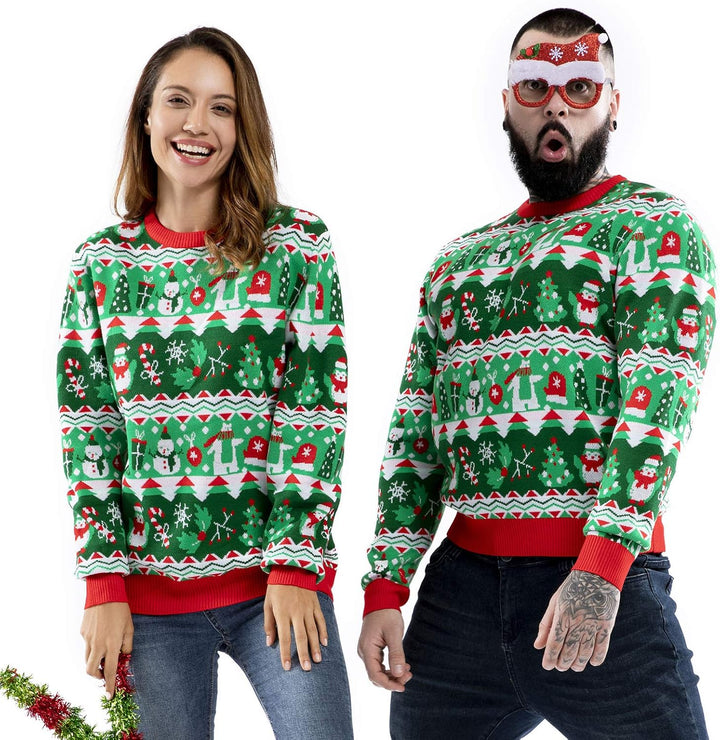 U LOOK UGLY TODAY Hässlicher Weihnachtspullover Herren Unisex Lustig Ugly Christmas Sweater Chunky G