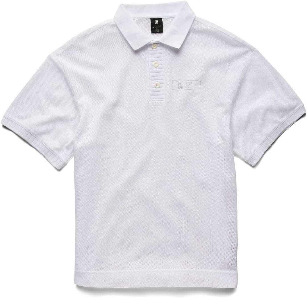G-STAR RAW Damen Mesh Loose Poloshirt Tops XS Weiss (White D21590-c810-110), XS Weiss (White D21590-