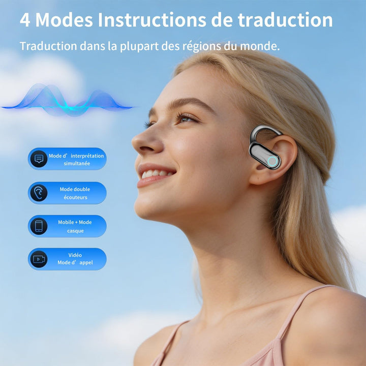 AI In-Ear-Kopfhörer mit Sofortwirkung, 80 Stunden Bluetooth 6.1, kabellos, Open Ear mit 198 Sprachen