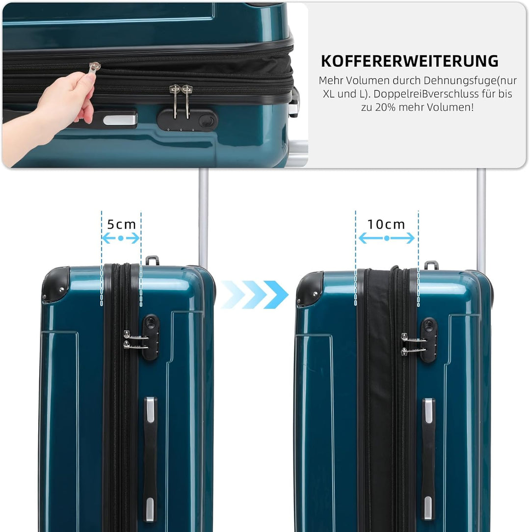 BEIBYE Hartschalen Koffer Trolley Rollkoffer Reisekoffer 4 Zwillingsrollen Polycabonat (Pale Green,