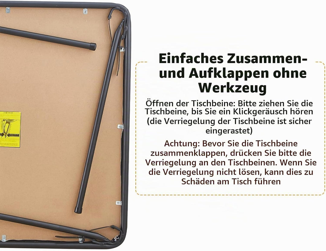 BOOSDEN Klapptisch, Multifunktionstisch, Klappbar Tisch als Campingtisch, Gartentisch, Balkontisch,