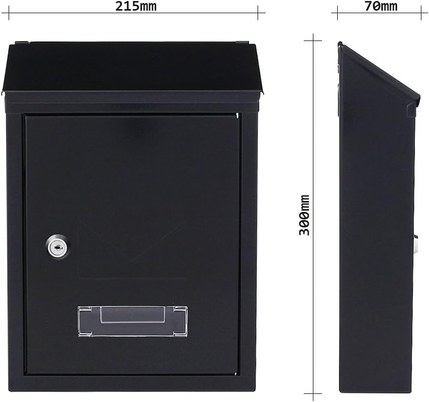 Profirst Mail PM 400 Briefkasten Schwarzgrau Stahl Zylinderschloss 2 Schlüssel Sichtfenster Namenssc