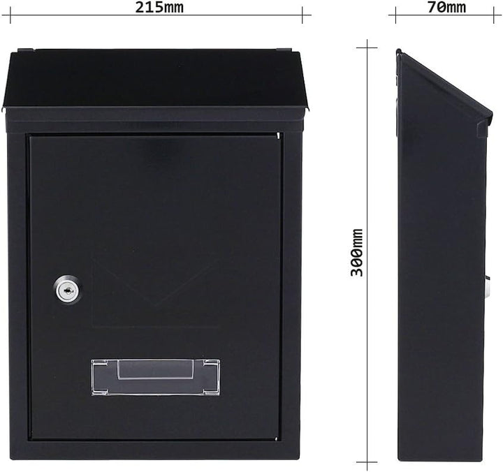 Profirst Mail PM 400 Briefkasten Schwarzgrau Stahl Zylinderschloss 2 Schlüssel Sichtfenster Namenssc