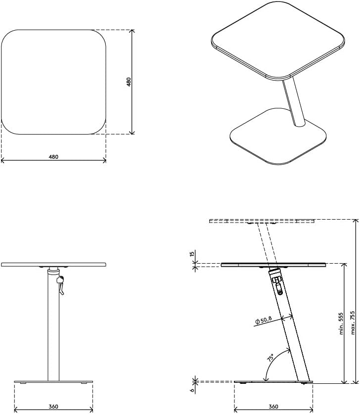 Dataflex | Laptop-Tisch Bento® | Höhenverstellbereich 555-750 mm | weiss