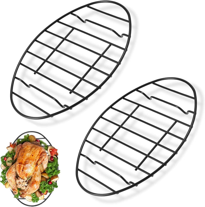 Fivebop 2 Stück Bräter, oval, antihaftbeschichtet, Edelstahl, Kühlregal, Grill, Kochen, Backen, Gril